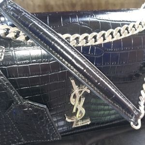 YSL medium croc-embossed leather shoulder bag